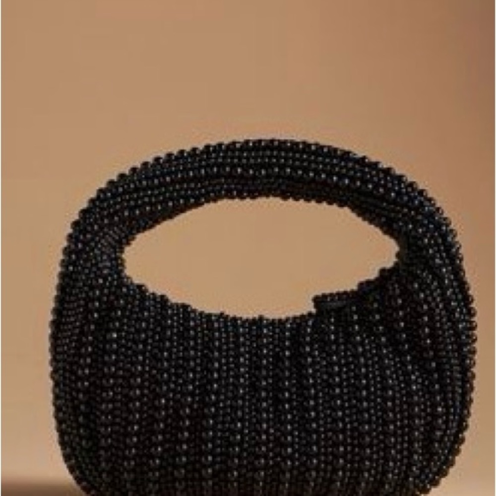 Anthropologie Black Beaded Bag